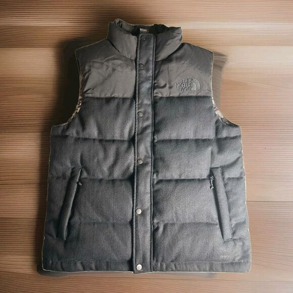 The North Face 550 Mens Goose Down Puffer Camo Wool Exterior Vest Size Large - Picture 1 of 10